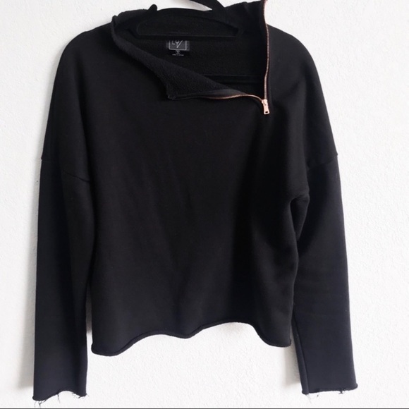 Lime‎ & Vine | Cowl Neck Sweatshirt Zipper Detail size M black - Picture 1 of 5